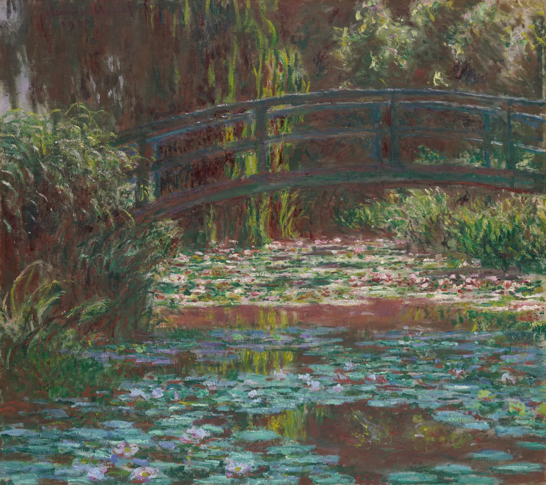 Water Lily Pond, Claude Monet's painting of the arched Japanese footbridge over his water-lily pond at Giverny